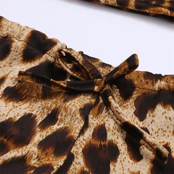 S-3XL Velikost Žensk Sleepwear Seksi Pajama Nastavite Leopard Tiskanja Proti-Vrat Pižame brez Rokavov Cami In Kratke 2019 Kratek Pijama Mujer