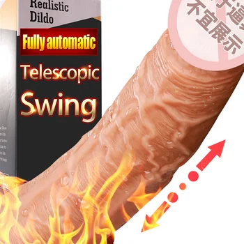 Samodejno Teleskopsko Ogrevanje Dildo, Vibrator za ženske Super Realističen Dildo z sesalni G Točko Adult Sex Igrače za ženske