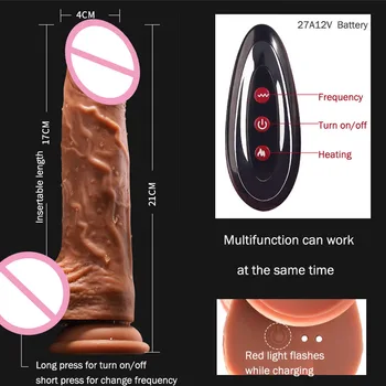 Samodejno Teleskopsko Ogrevanje Velik Dildo, Vibrator Ogromen penis Sesalni Realno za ženske, seks igrače za odrasle igrača orgazem