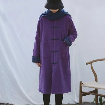 SCUWLINEN Vrhnja oblačila Normcore Parka do leta 2020 Zimske Ženske Velvet Zgostitev Wam Ploščica Gumbi Dolgo Ohlapno Bombaž-podloženi Plašči S998
