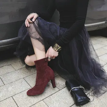 Sianie Tianie 2020 modni visoke pete, čevlji ženska črpalke škorenjčki gleženj škornji za gospo zimo ženske čevlje dodatno velikosti 46 47