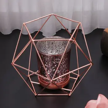 Skandinavski Slog 3D Geometrijskih Kovinski Svečnik s Svečo Držala Poroka Doma Dekor Vroče E7CC