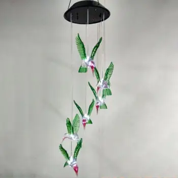 Sončev Veter Zvončki Stranka Dekoracijo Svetilka Barva Spreminja, LED Doma Dekor Hummingbird Obešanje Barva Spreminja, Sončne Energije, Vetra Gonge