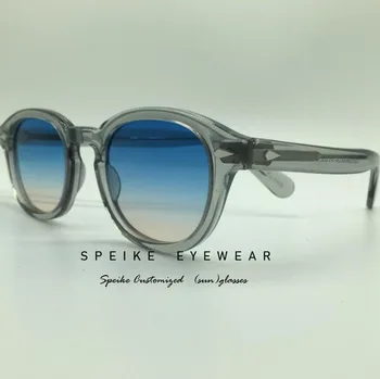 SPEIKE Meri Nov Modni Lemtosh Johnny Depp slog, sončna očala AAAAA+ kakovost Letnik okrogla sončna očala modra/rumena leče