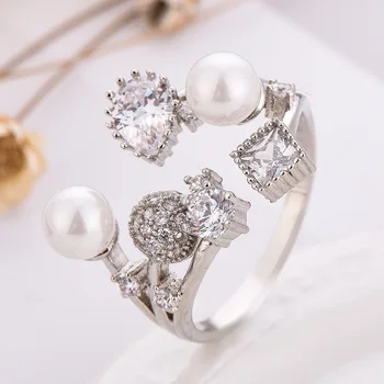 Srčkan Nosi 925 Sterling Silver Obroči Za Ženske Preprosto Pearl Design Odprt Obroč Za Najboljši Ljubimec Darila, Modni Nakit