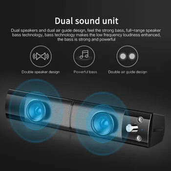 Stereo Surround Soundbar Subwoofer Bluetooth 5.0 Brezžični Zvočnik Snemljiv Računalnik, Zvočniki Podporo Zunanji Mikrofon In Slušalke