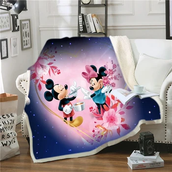 Strip Disney Mickey Minnie Odejo Mehko Toplo Koralni Flis Odeja Stanja Bedspread Kavč Vrgel Visoko Kakovostne Odeje