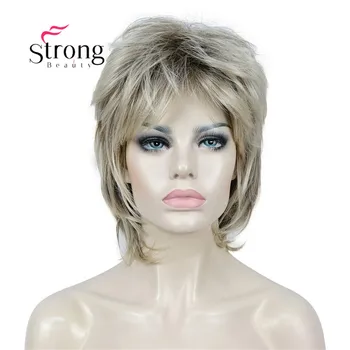 StrongBeauty Lady Ženske Ombre Blondinka S Temno Koren Kratek Cascaded Plasti Polno Lasuljo Sintetičnih Las Lasulje