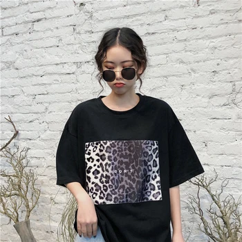 T-majice Ženske Svoboden Poletje Leopard Natisnjene Vse-tekmo Študentov Visoke Kakovosti Kratek Rokav T-shirt Ženska Elegantna korejskem Slogu Nova