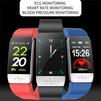 T1S Pametna Zapestnica Fitnes Tracker Telesne Temperature EKG Monitor Srčnega utripa, Pametno Gledati Glasbe za Nadzor Šport Band T5 za Moške, Ženske