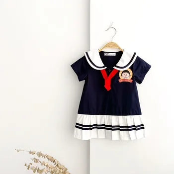 Tonytaobaby Poletje Nov Baby Dekle Mornarice Ovratnik Lepo Obleko Mornarice Dekleta Oblačenja