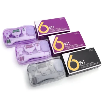 Tri-color 6 v 1 Microneedle Derma Roller Kit za Obraz in Telo Titana Dermaroller Mikro Igla Obraza Roller Nego Kože Orodje
