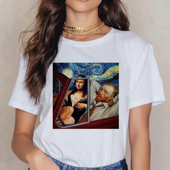 Tshirt Grafični 90. letih Van Gogh Umetnosti Tiskanja Vintage T-shirt Harajuku Priložnostne Smešno Majica s kratkimi rokavi Ženske Ullzang Kratek Rokav Vrh Tees Ženski