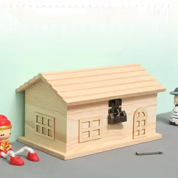 Ustvarjalne majhne lesene hiše presence banka stilsko otroške lesene kovanec polje Otrok Božično darilo