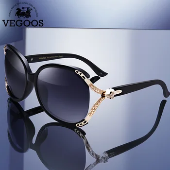 VEGOOS Oblikovalec sončna Očala Ženske Polarizirana UV Zaščito Velikih Okvir Elegantno Odtenkih za Ženske z Bling Nosorogovo #9042