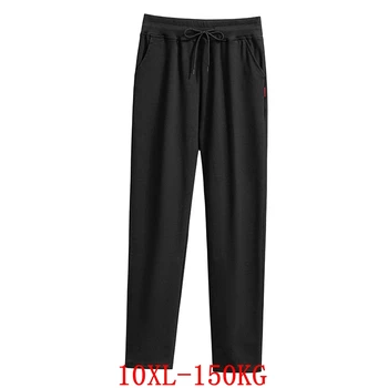Velik obseg ženske hlače žep plus velikost 7XL 8XL 9XL 10XL poletje visoko pasu ohlapno črno velike stretch hlače šport 52 54 56