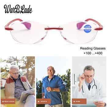 WarBLade Žensk Obravnavi Očala Ultralahkih Rimless Očala Anti-Blu-Ray Presbyopic Očala +1.0 +1.5 +2.0 +2.5 +3.0 +3.5+4.0