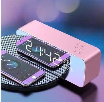 YAyusi bluetooth tuš zvočnik mini prenosni računalnik, zvočniki z budilko na zaslonu fm radio, kovinsko ohišje spalnica zvočnik