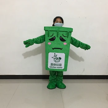 Zelena Recikliranje Smeti Maskota Kostum Za Odrasle Velikosti Odpadki Pepel Bin Smeti Anime Noša Oglaševanje Mascotte Fancy Oblačenja