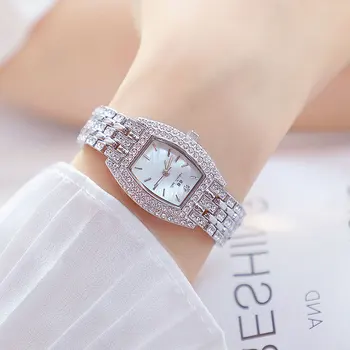 Zlato, Srebro Ženske Gledajo Znanih Luksuznih Blagovnih Znamk Kristalno Diamond Watch Modne Dame Quartz Zapestje Gledati Zapestnica Darilo Relogio