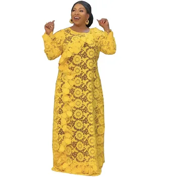 Čipke Afriške Obleke Za Ženske Plus Velikost Boubou Ankara Dashiki Maxi Obleko Muslimanskih Abayas Moda Stranka Oblačila 2021 Jesen Zima