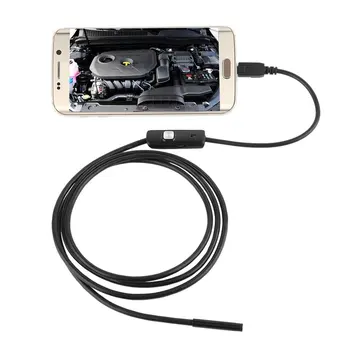 Črna 6 Led 1M/7mm Objektiv Mini Endoskop Fotoaparat Nepremočljiva Pregled Borescope USB Kamero za Android PC Telefon & Prenosni Napravi