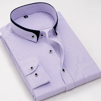 Črtaste Srajce Visoke Kakovosti Moških Obleko Long Sleeve Classic Poslovnih Formalno Srajce Moški Priložnostne Preplete Ovratnik Srajce