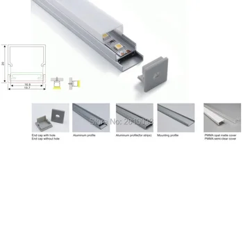 10 X 2M Nizov/Veliko U obliko led alu profil in srebrno eloksiran aluminij led ekstrudiranje profilov za stenske ali stropne svetilke