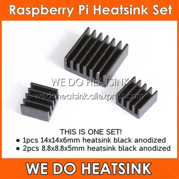 100 Kompletov Za Raspberry Pi Črno Aluminijasto Heatsink hladilnega telesa Heatsinks Nastavite Hlajenje Nastavite Hladilnik