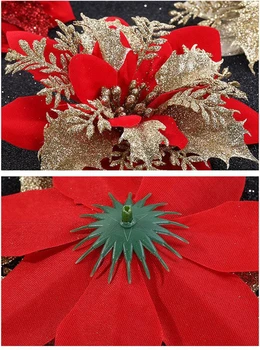 10pcs 13cm Umetno Božično Cvet Bleščice Ponaredek Cvetje Merry Christmas Tree Okraski za Dom Okras Božič Novo Leto 2021