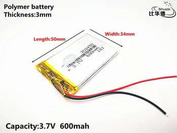 10pcs Litrski energijo baterije Dobro Qulity 3,7 V,600mAH,303450 Polimer litij-ionska / Litij-ionska baterija za IGRAČE,MOČ BANKE,GPS,mp3,mp4