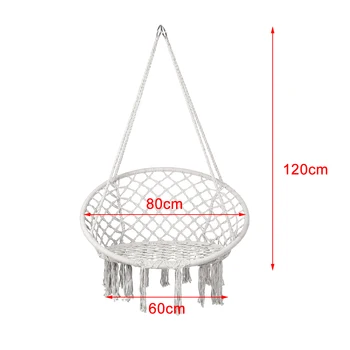 120 x80x60cm Krog viseči mreži Stol Zunanja Notranja Dormitorij Spalnica Dvorišče Za Otroka Odraslih Mahati Visi Varnost Stol viseči mreži