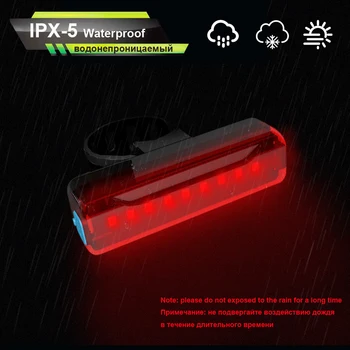 1200 mAh LED Luč Izposoja IPX5 Nepremočljiva USB Polnilne Varnost opozorilna Lučka za Kolo Zadaj Rep Lahka Svetilka Za Kolo