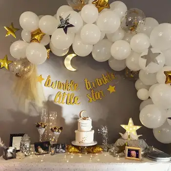 137pcs Malo Star Balon Garland Arch Komplet s konfeti balon bele balone, Poroka, Rojstni dan Baby Tuš Odlikovanja