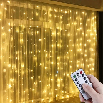 1M LED Božič Pravljica Niz Luči Daljinski upravljalnik USB Novo Leto Garland Zavese Lučka Počitnice Dekoracijo Za Dom Spalnica Okno