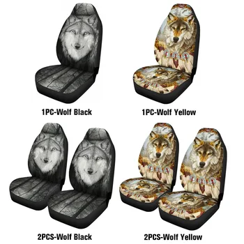 1Pcs Universal 3D Volk Sprednji Avtomobilski Sedež Kritje Zaščitnik Goba Blazine Volk Tiskani za Večino Avtomobilov, Auto Dodatki Notranjost