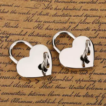 2 kompleta v obliki Srca Ključavnico & Okostje, Kovinske Ključavnice za Prtljago Dnevnik Knjige, Nakit Polje Dekorativni Mini Zaklepanje