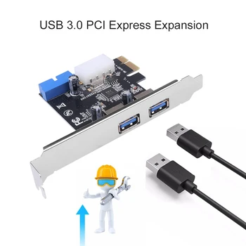 2-port USB 3.0 PCI-e Širitev Kartico PCI express PCIe USB 3.0 hub adapter 2-port USB 3 0 PCI e PCIe express 1x