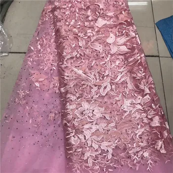 2018 Vijolično afriške čipke tkanine za poroko bela royal gold roza francoske čipke tkanine s kamni najnovejše til tkanine, čipke