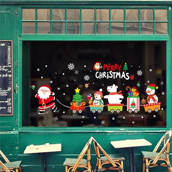 2019 novo Vesel Božič Santa Claus Gospodinjski Stenske Nalepke Festival Decals Santa Freske Windows Okraski za Trgovino Dekor c912