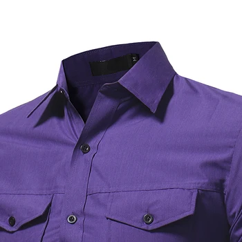 2020 Modi Nove Moške Priložnostne Long Sleeve Majica / Moški Dvojni Žep Design Preplete Obleko Mozaik Bluze