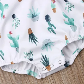 2020 Newborn Baby Dekleta Poletnih Oblačil Bombaž Ruffles Rokav Bodysuits Kaktus Jumpsuit + Glavo 2Pcs Določa 0-24M