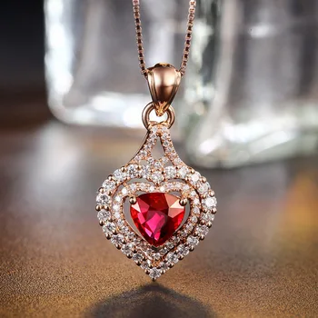 2021 nove luksuzne rose gold barvi srce ogrlico, obesek za ženske lady obletnice, darila nakit trgovini moonso X5706