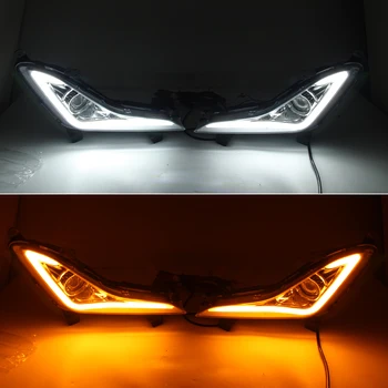2pcs LED DRL Dnevnih Luči meglenke Za Hyundai Elantra 2016 Avto Sprednji Odbijač za Meglo Obrnite Singal Bela