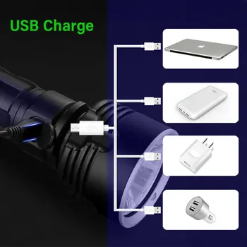 300000lm močna led svetilka xhp70 bliskavica LED svetilka, polnilne USB nepremočljiva 18650, ALI 26650 Baklo xml l2 ročno svetilko