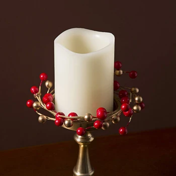3Pcs Sveča Obroči za Stebre,Rdeča in Zlata, Mala Venci,za Božič, Kmečka Poroka Centerpiece ali Mizo Dekoracijo