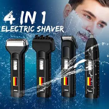 4-v-1 za Polnjenje Električnih Brado Brivnik Lase Clipper Nos Hair Trimmer Akumulatorski Masaža Britvice Moški Nepremočljiva Prenosni
