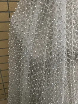 5 metrov prilepljena bleščice čipke tkanine na prodajo JIANXI.C-82219 bleščice mrežnega materiala s polno kroglice za večerno obleko