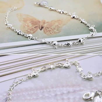 925 sterling srebrna zapestnica za ženske, nežna fine srebrni nakit zapestnica, sladko romantičen nakit