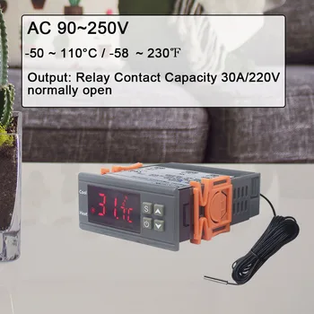 AC 110V 220V 30A Digitalni Inkubator Termostat Temperaturni Regulator za Ogrevanje Hlajenje, Nadzor -50~110